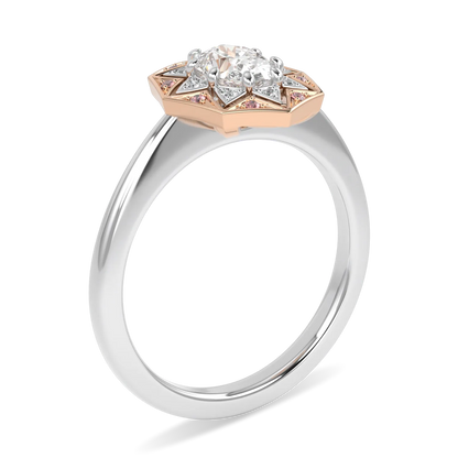 Platinum and 18ct Rose Gold Oval Diamond Engagement Ring 0.50cts by Blacklock Jewellery, Hawthorn collection — detail view