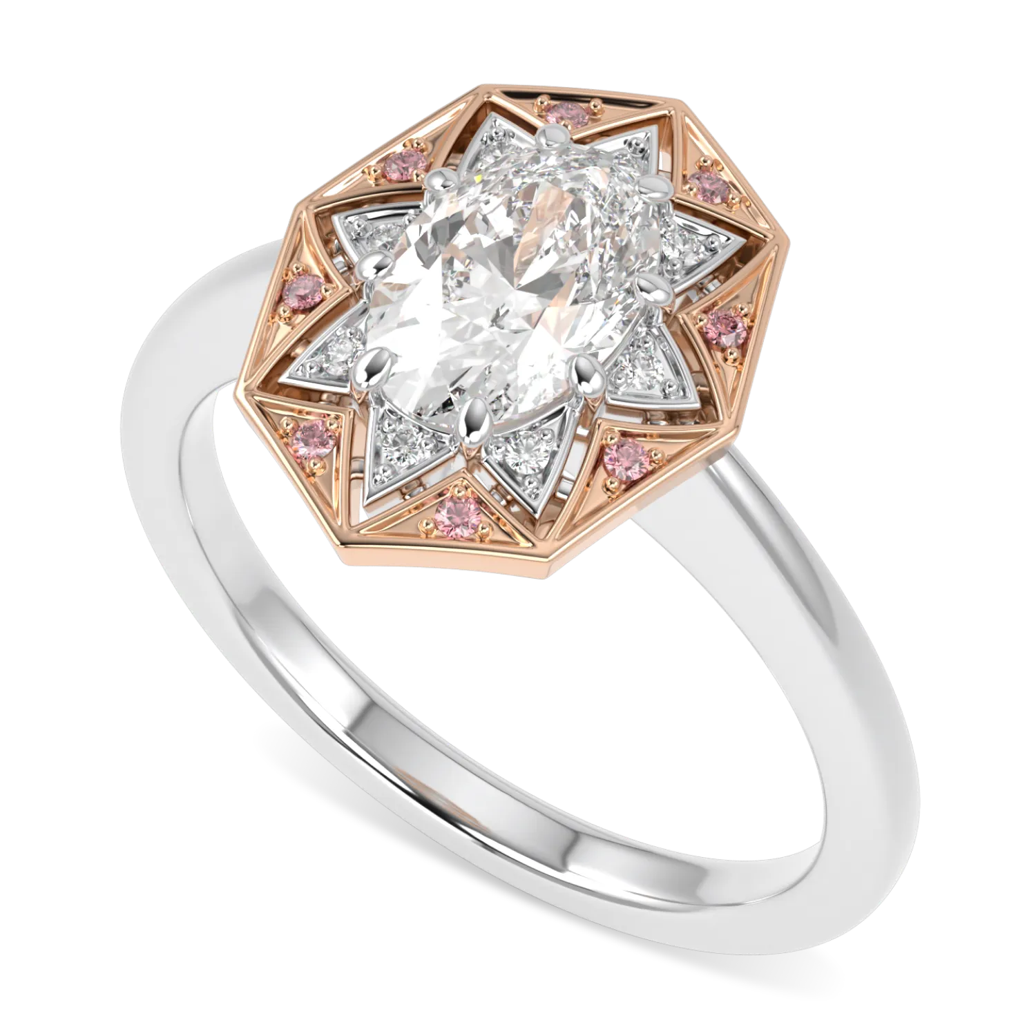 Hawthorn Rose Gold And Platinum Oval Diamond Engagement Ring 1.00cts