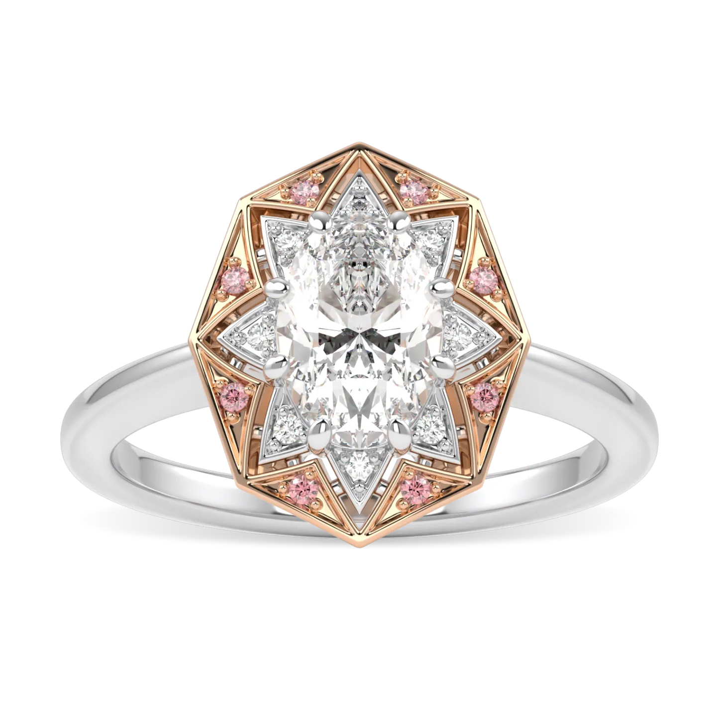 Blacklock Hawthorn Diamond engagement ring in Platinum and Rose Gold — side view