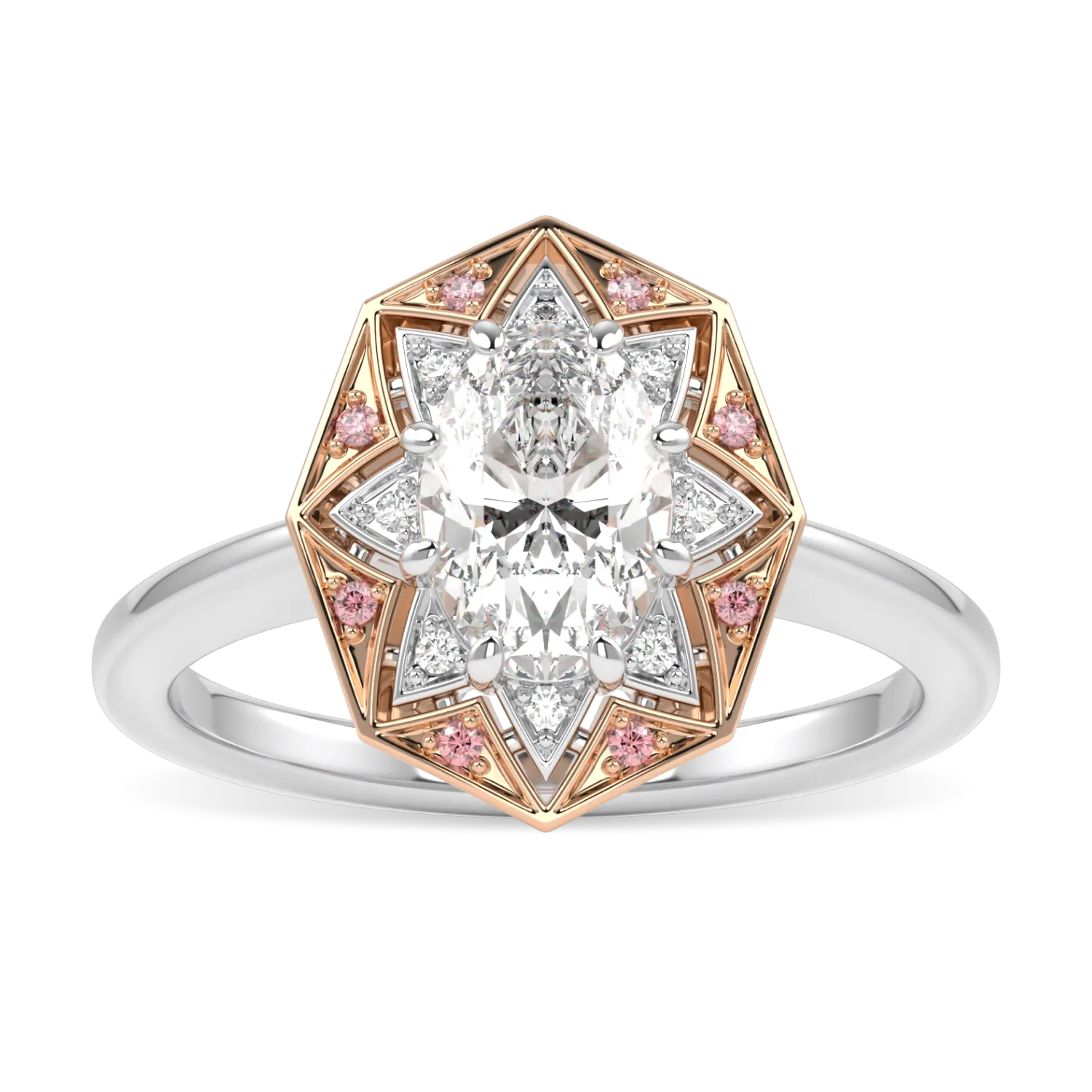 Blacklock Hawthorn Diamond engagement ring in Platinum and Rose Gold — side view