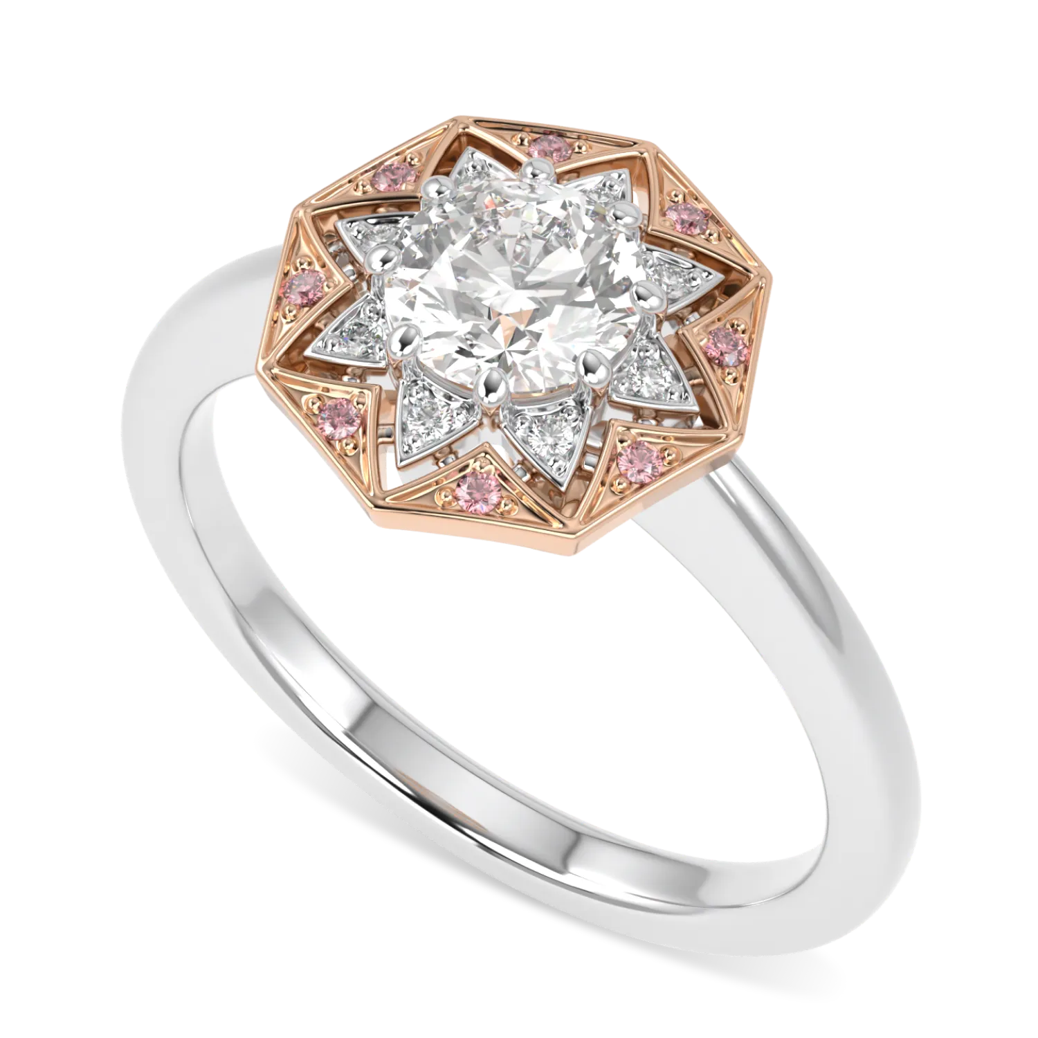 Hawthorn Rose Gold And Platinum Round Brilliant Cut Diamond Engagement Ring 0.50cts