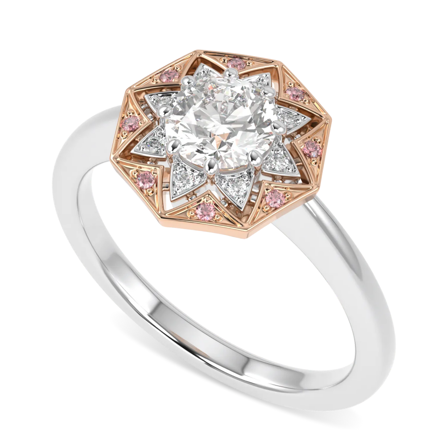 Hawthorn 0.50cts round brilliant cut diamond engagement ring in Platinum and Rose Gold, Blacklock Jewellery