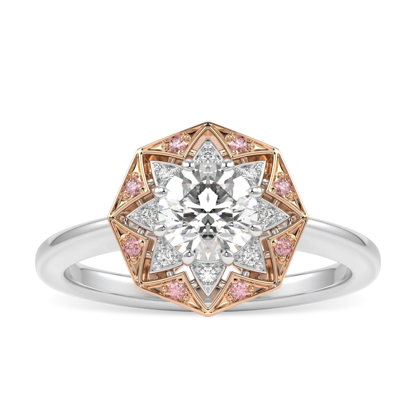 18ct Rose Gold And Platinum Round Brilliant Cut Diamond Engagement Ring 0.50cts by Blacklock Jewellery, Hawthorn collection — side view