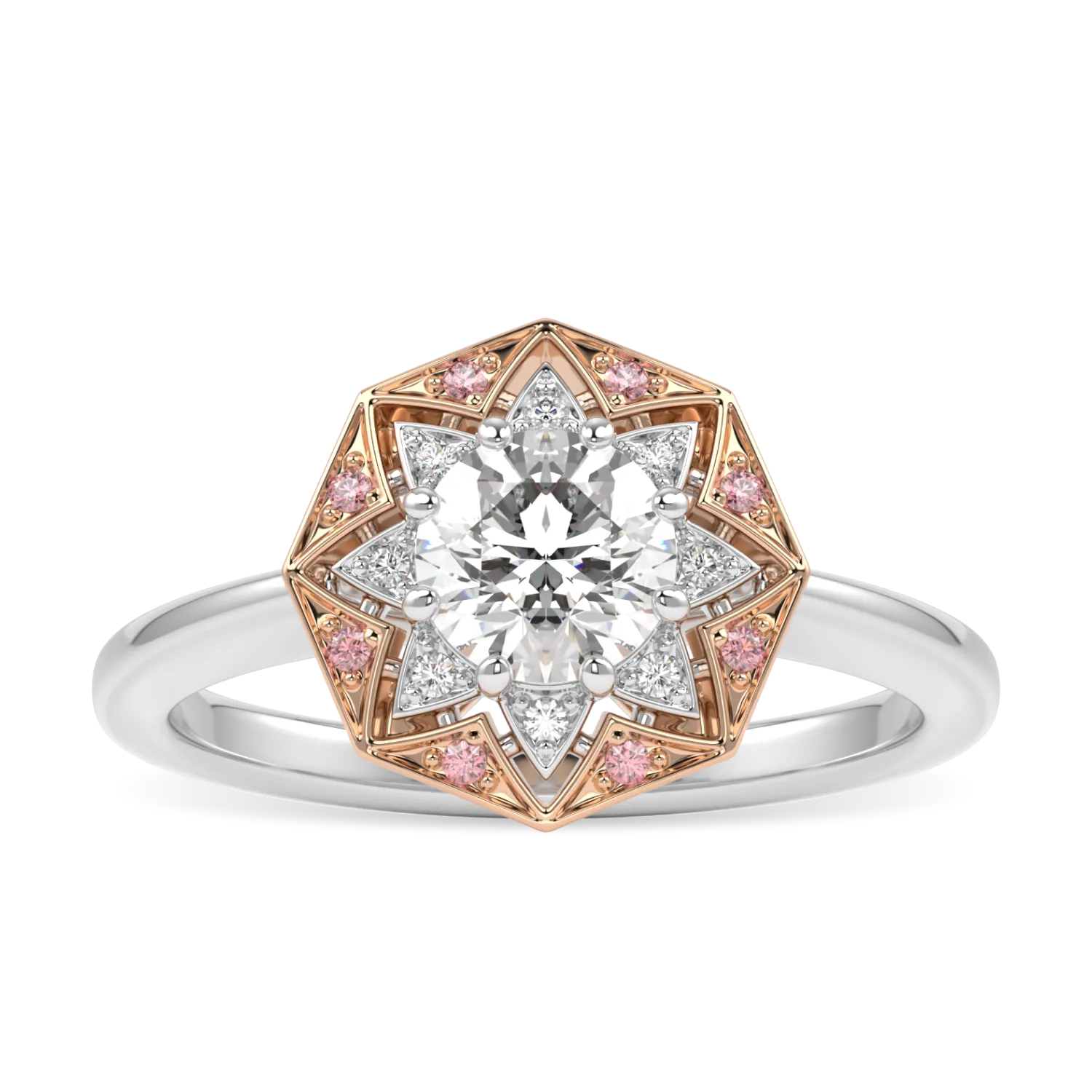 18ct Rose Gold And Platinum Round Brilliant Cut Diamond Engagement Ring 0.50cts by Blacklock Jewellery, Hawthorn collection — side view