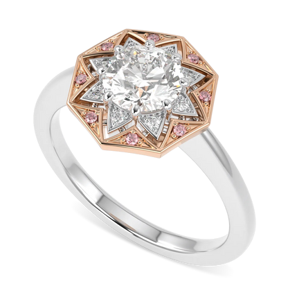Hawthorn 0.70cts round brilliant cut diamond engagement ring in Platinum and Rose Gold, Blacklock Jewellery