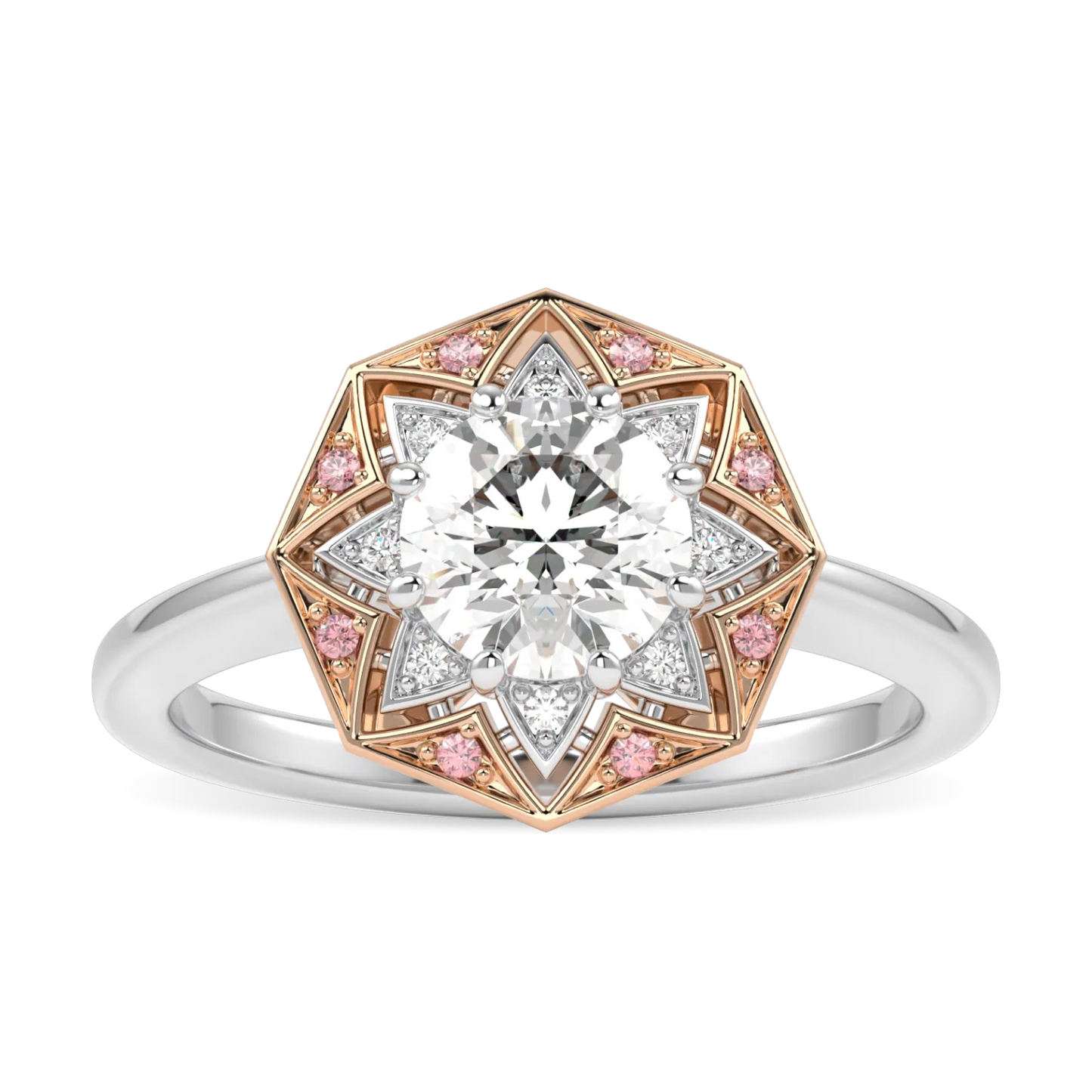 Platinum and 18ct Rose Gold Round Brilliant Cut Diamond Engagement Ring 0.70cts by Blacklock Jewellery, Hawthorn collection — side view