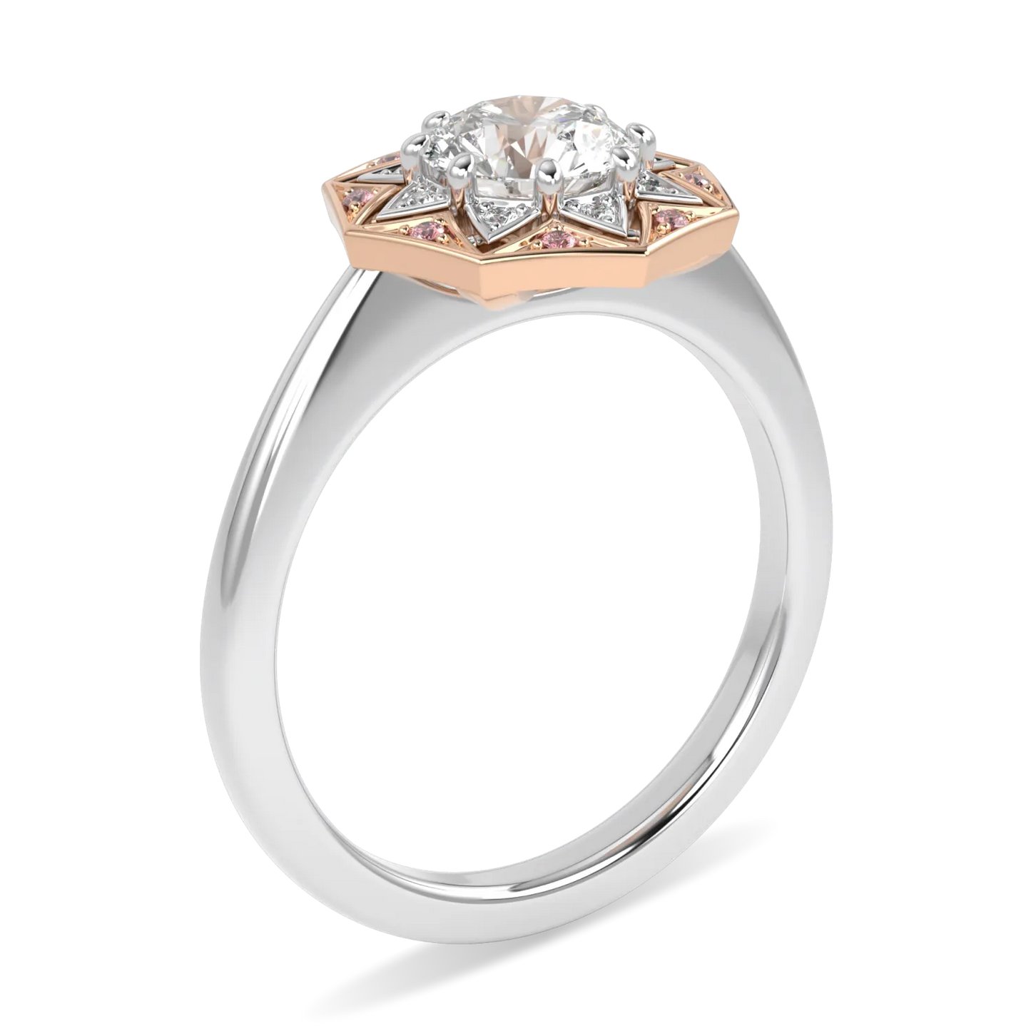 Rose Gold And Platinum Round Brilliant Cut Diamond Engagement Ring 0.70cts by Blacklock Jewellery, Hawthorn collection — detail view
