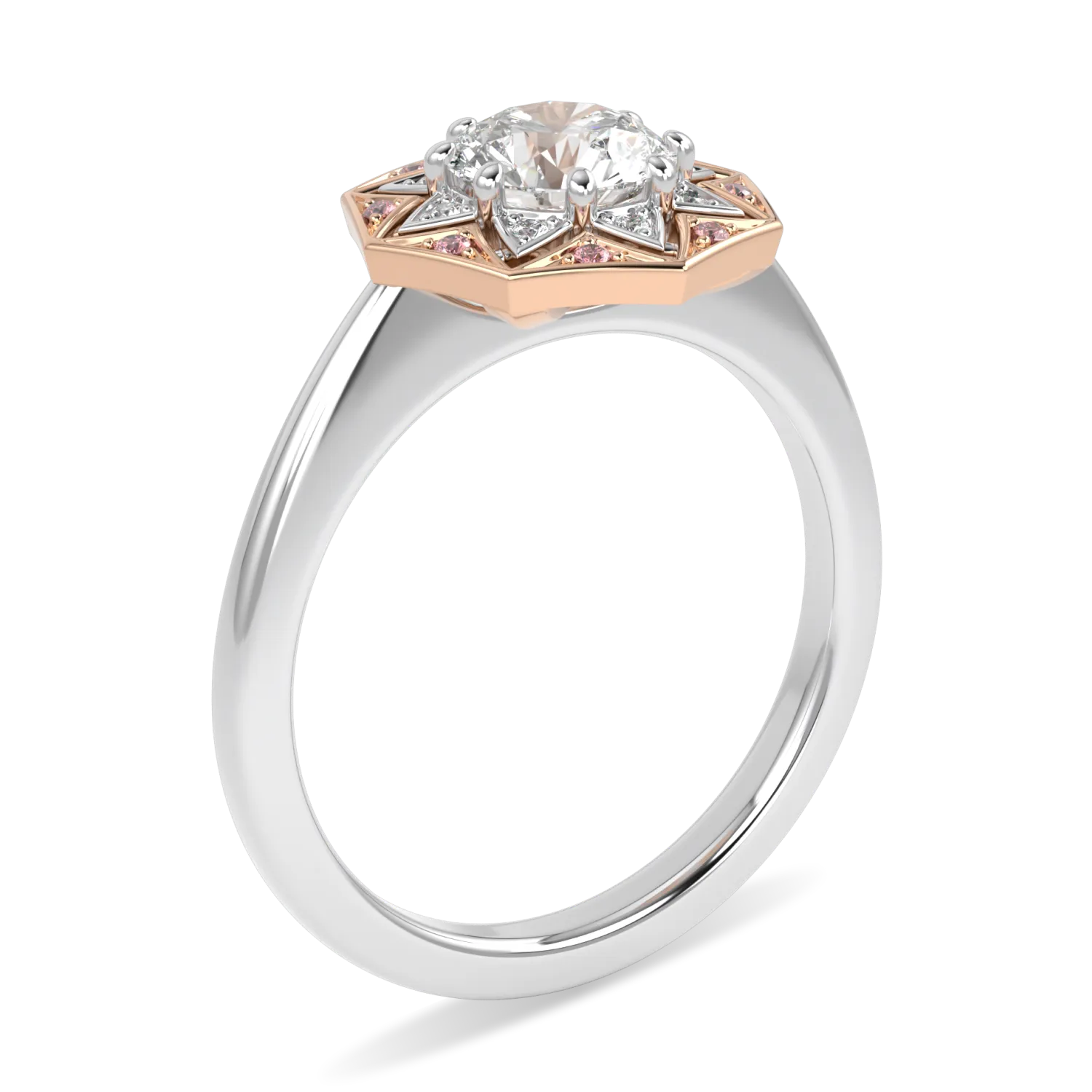 Rose Gold And Platinum Round Brilliant Cut Diamond Engagement Ring 0.70cts by Blacklock Jewellery, Hawthorn collection — detail view