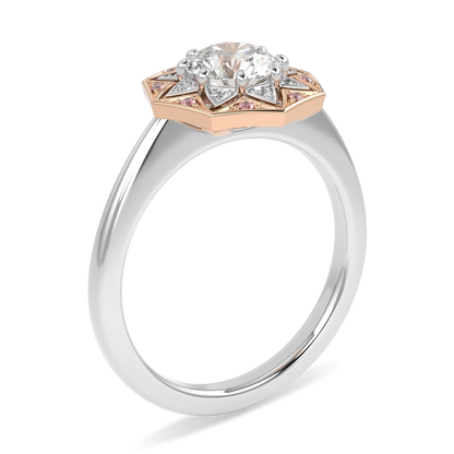 Rose Gold And Platinum Round Brilliant Cut Diamond Engagement Ring 0.70cts by Blacklock Jewellery, Hawthorn collection — detail view