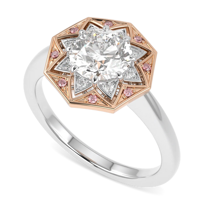 Hawthorn 1.00cts round brilliant cut diamond engagement ring in Platinum and Rose Gold, Blacklock Jewellery