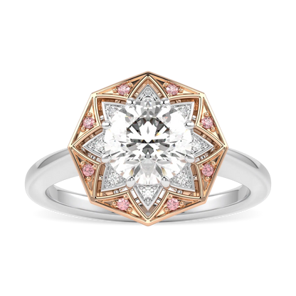 Platinum and 18ct Rose Gold Round Brilliant Cut Diamond Engagement Ring 1.00cts by Blacklock Jewellery, Hawthorn collection — side view