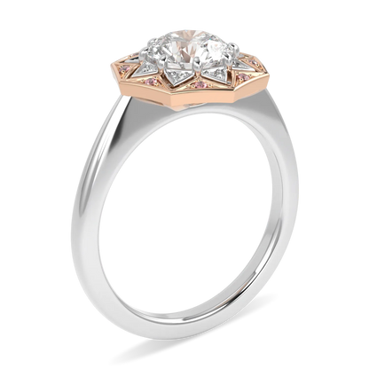 Blacklock Hawthorn engagement ring in Platinum and 18ct Rose Gold with 1.00cts Round Brilliant Cut Diamond — detail view