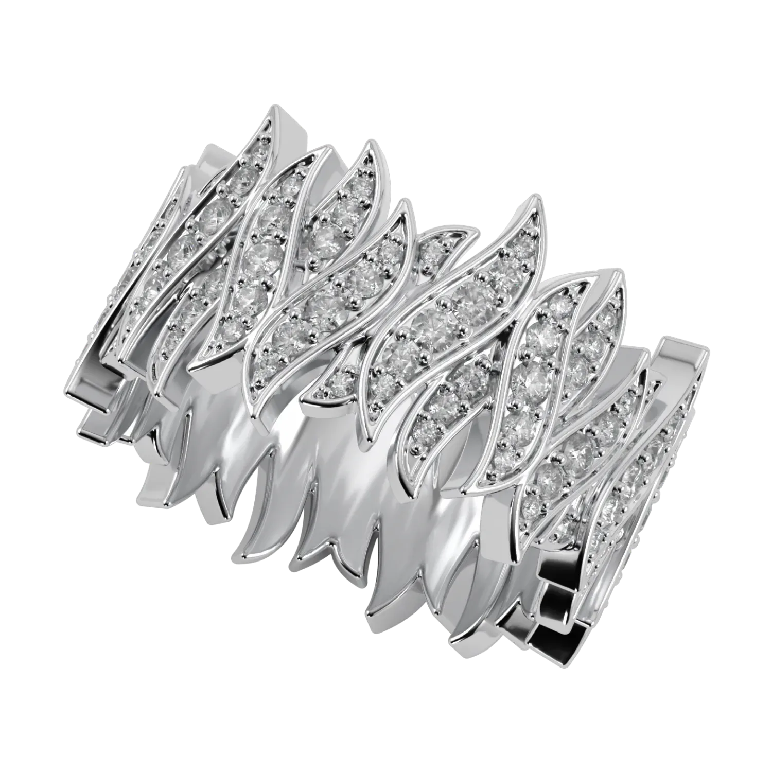 Handcrafted Inferno Platinum Diamond band by Blacklock, High Jewellery collection