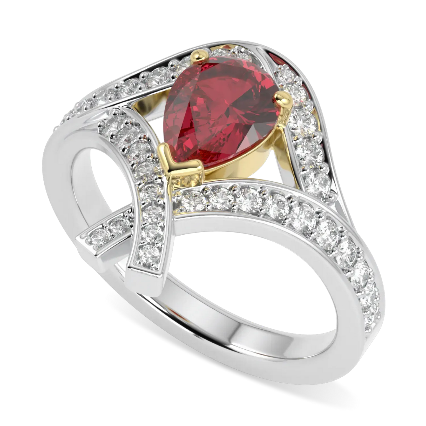 Blacklock Ruby and Diamond ring in Platinum and Rose Gold