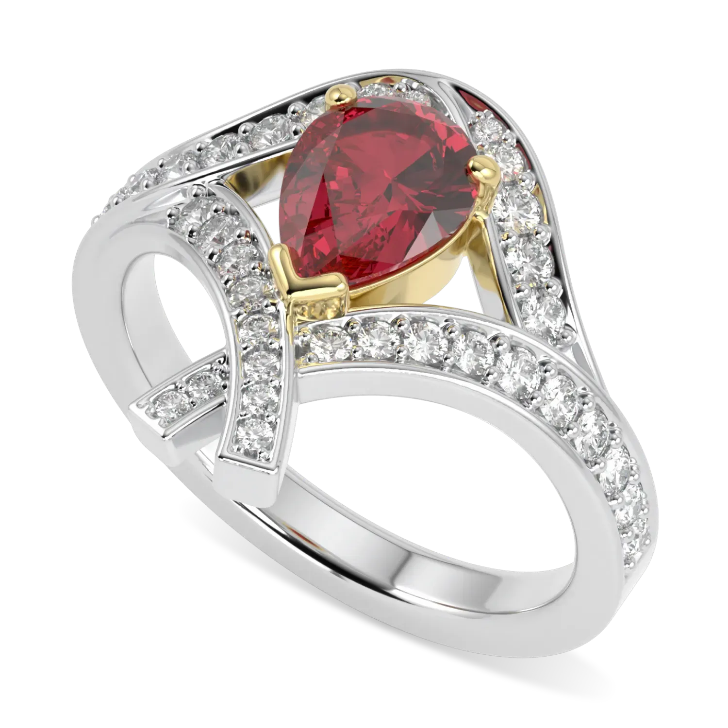 Blacklock Ruby and Diamond ring in Platinum and Rose Gold