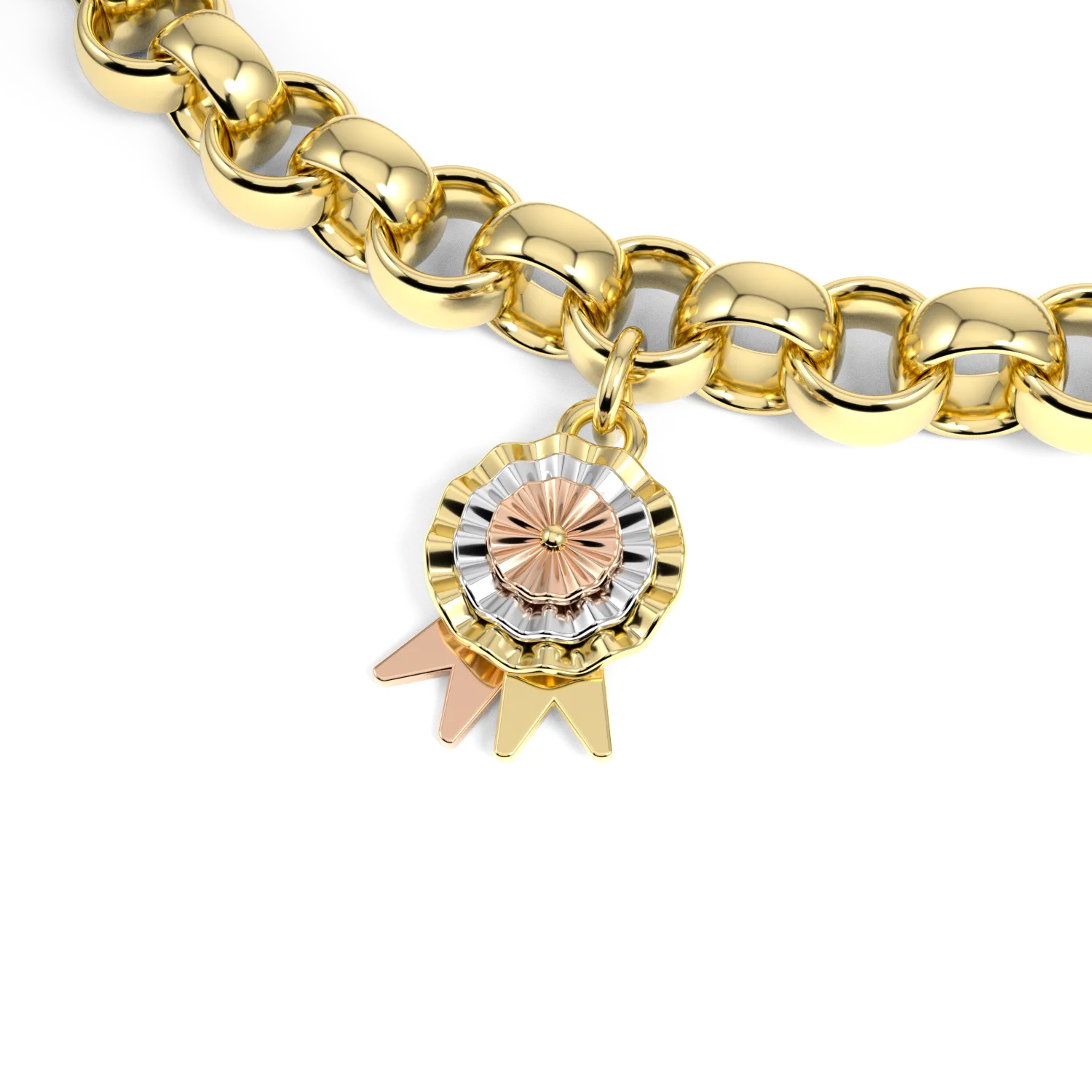 Blacklock Limited Edition Empower IWD22 charm bracelet rosette charm in Yellow Gold — detail view