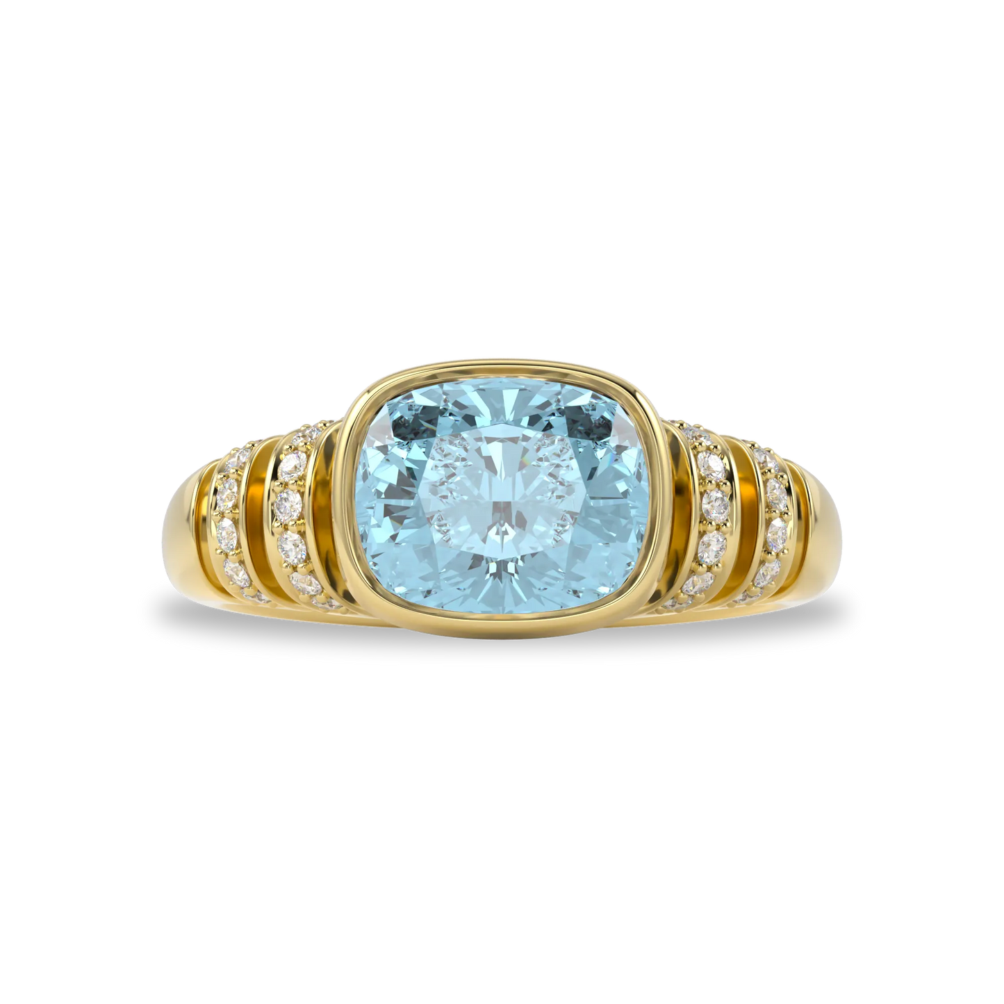Blacklock Miami ring in White Gold with Aquamarine and Diamond — worn view