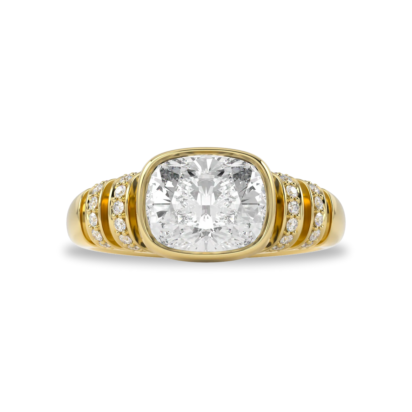 Large Yellow Gold Diamond Ring by Blacklock Jewellery, Miami Deco collection — detail view