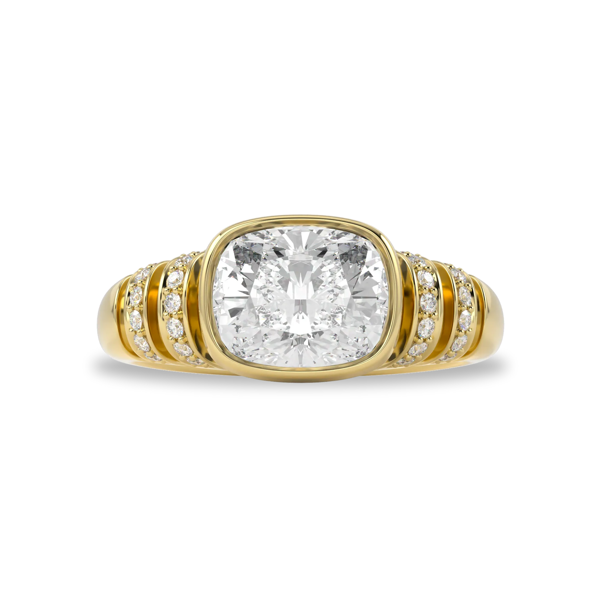 Large Yellow Gold Diamond Ring by Blacklock Jewellery, Miami Deco collection — detail view