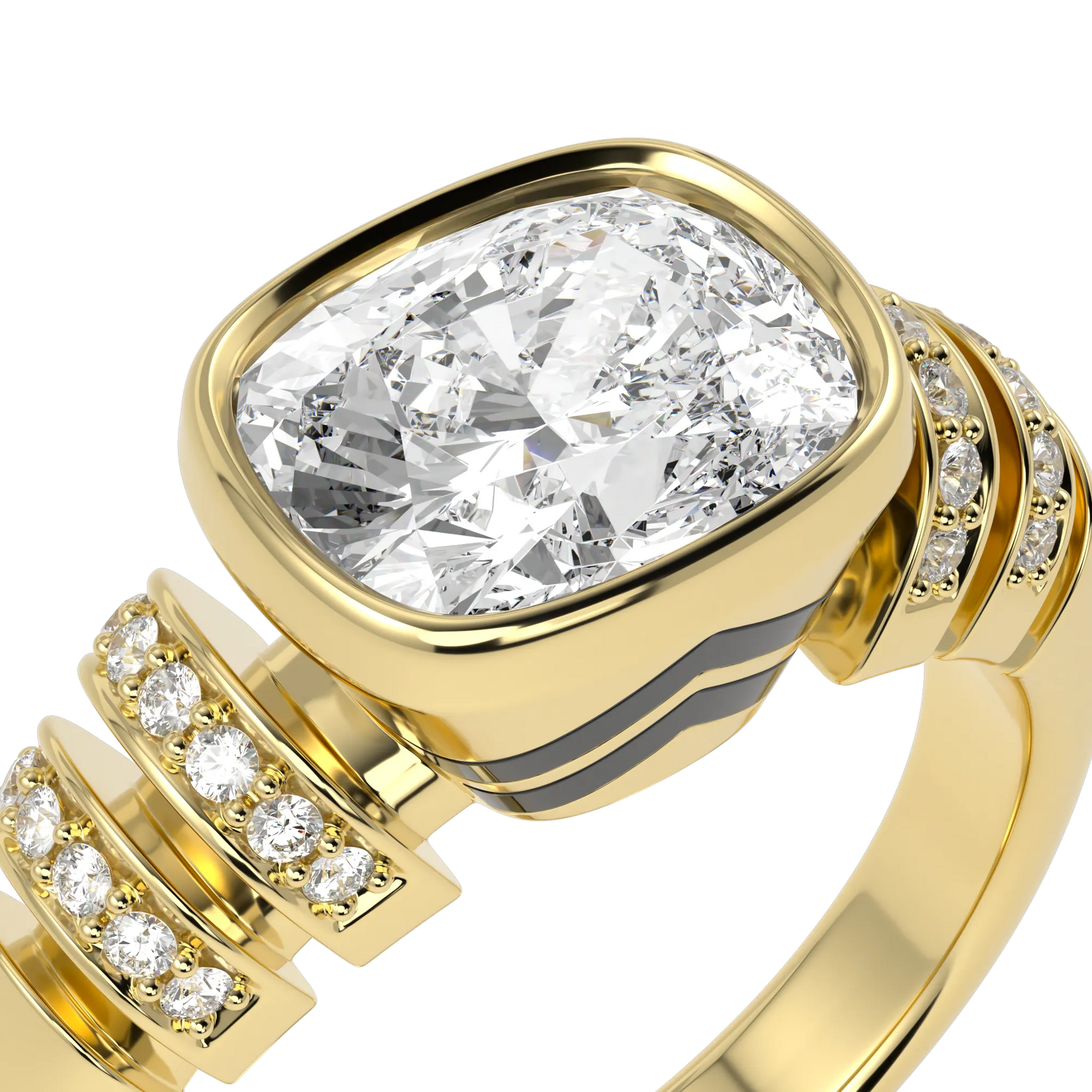 Blacklock Miami Deco ring in Yellow Gold with Diamond — worn view