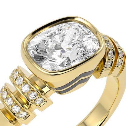 Blacklock Miami Deco ring in Yellow Gold with Diamond — worn view