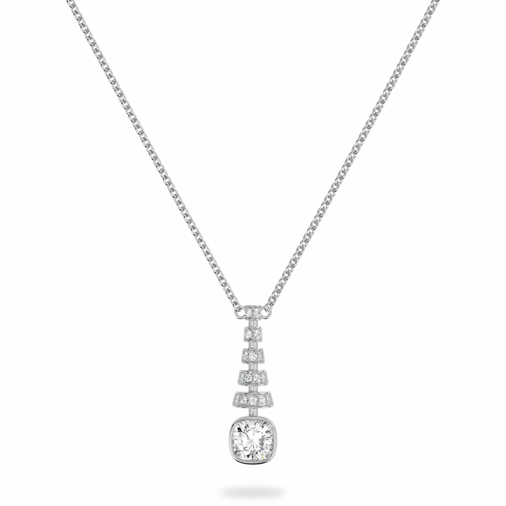 Miami Deco Platinum Diamond Drop Pendant