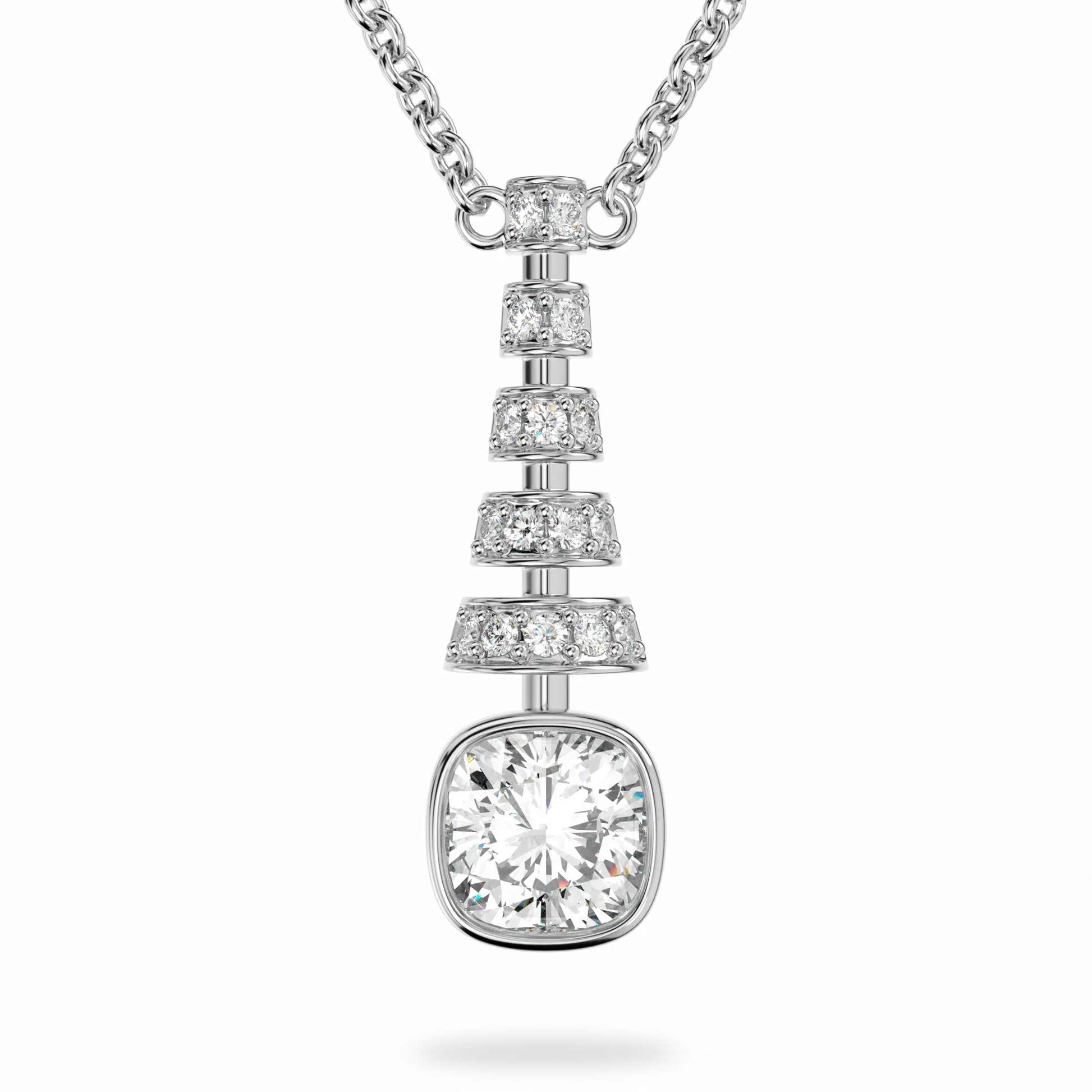 Platinum Diamond pendant from Blacklock's Miami Deco collection — side view