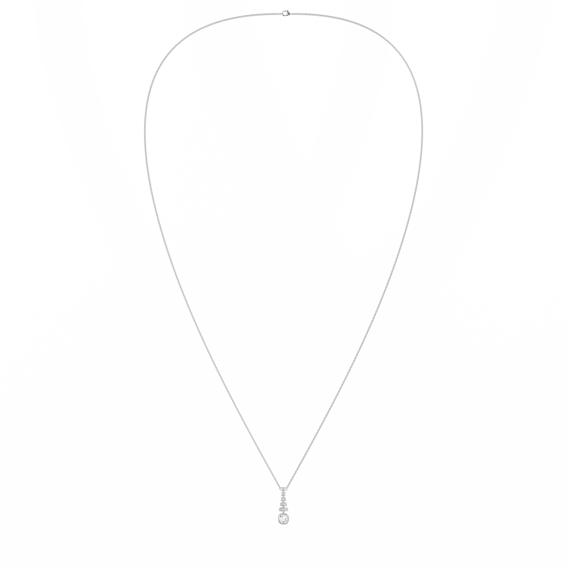 Miami Deco collection pendant featuring Diamond set in Platinum, Blacklock Jewellery — detail view