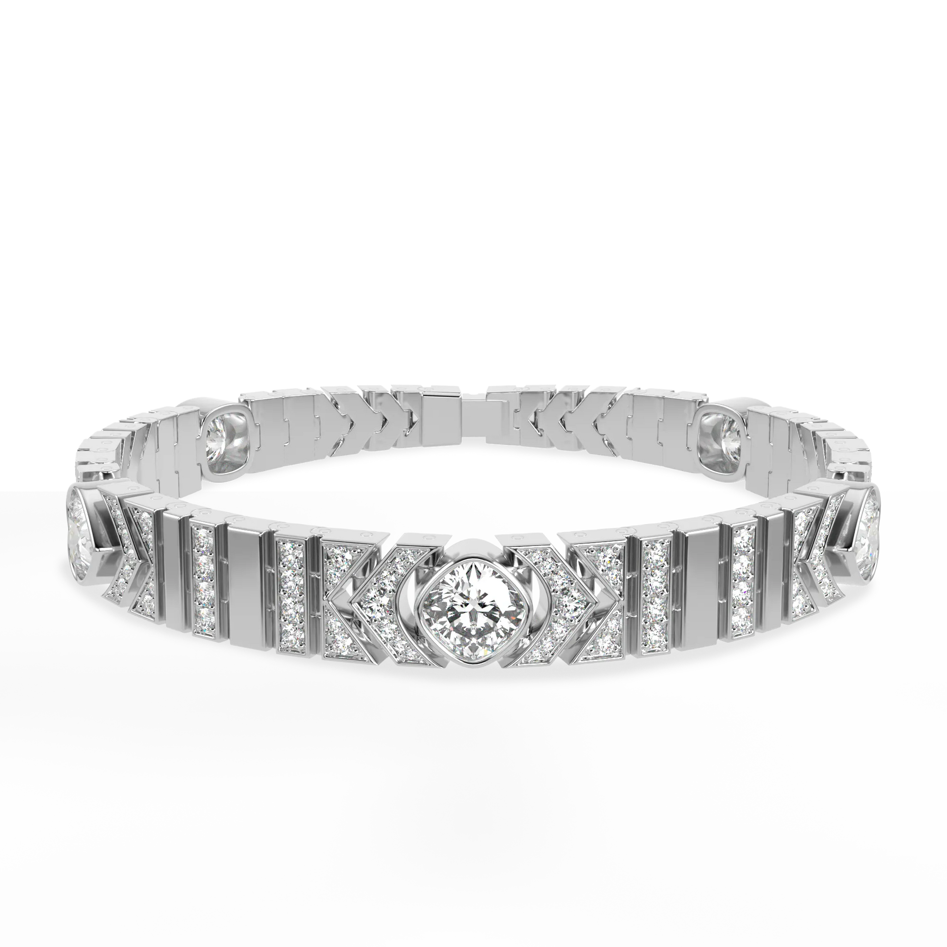 Handcrafted White Gold bracelet with Diamond by Blacklock, Miami Deco collection