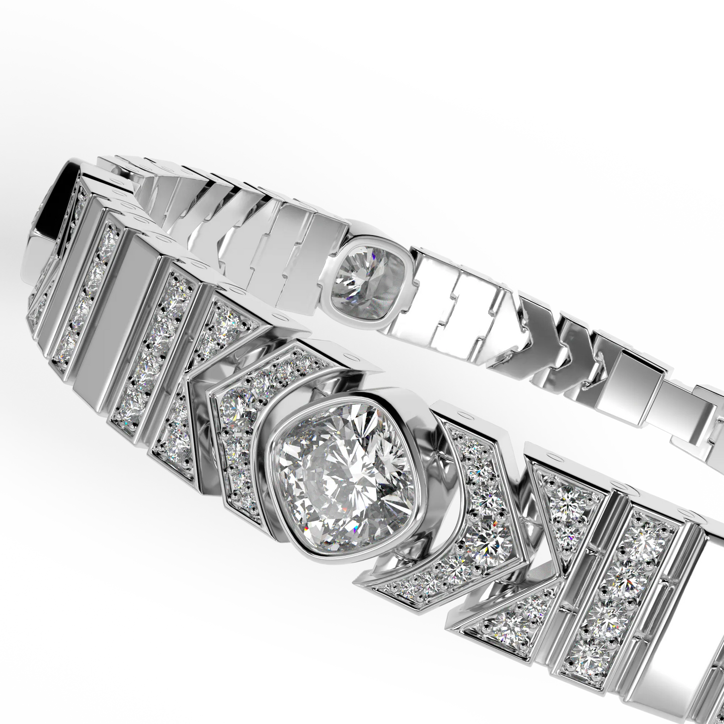 Miami Deco White Gold Diamond Bracelet by Blacklock Jewellery, Miami Deco collection — side view