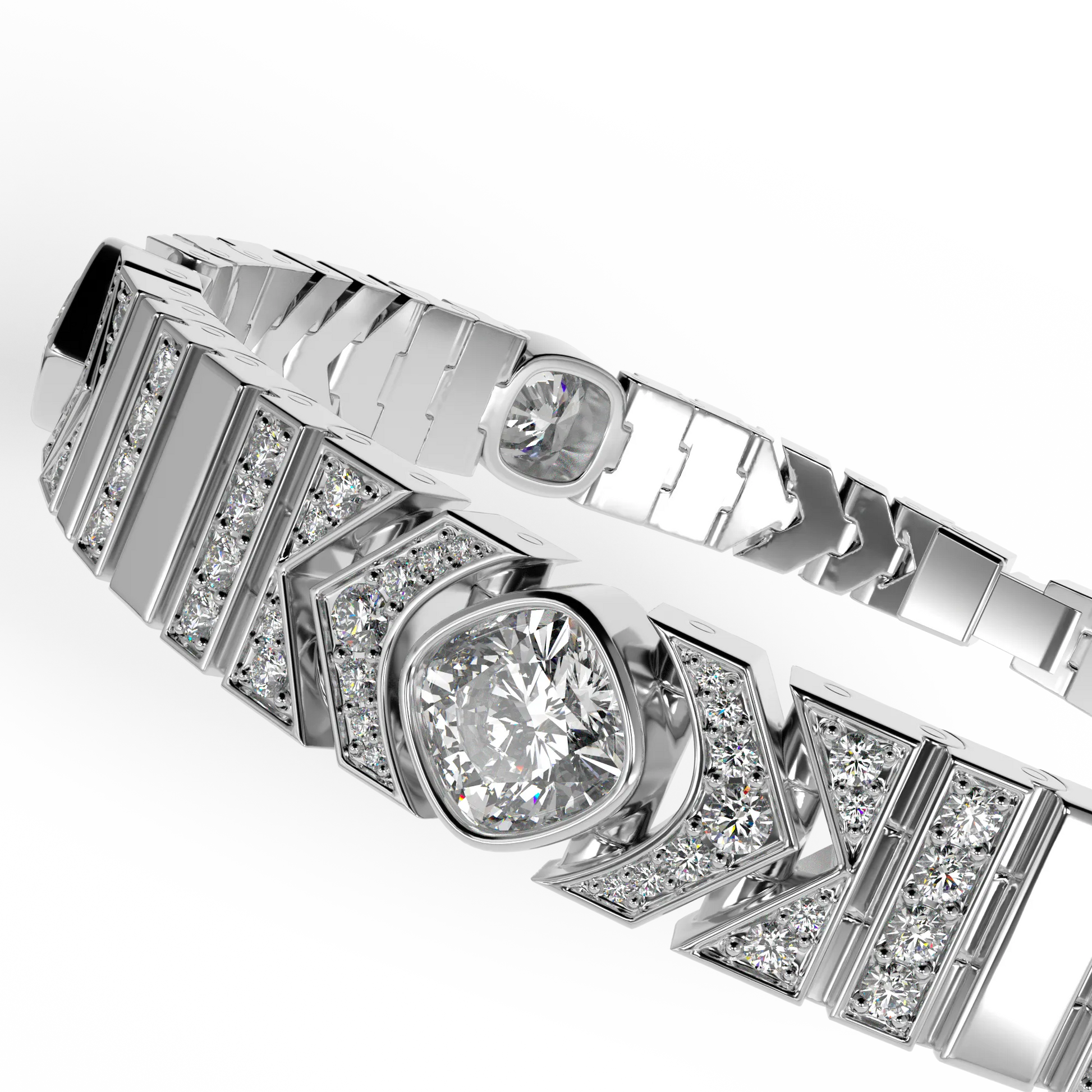 Miami Deco White Gold Diamond Bracelet by Blacklock Jewellery, Miami Deco collection — side view