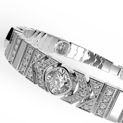 Miami Deco White Gold Diamond Bracelet by Blacklock Jewellery, Miami Deco collection — side view