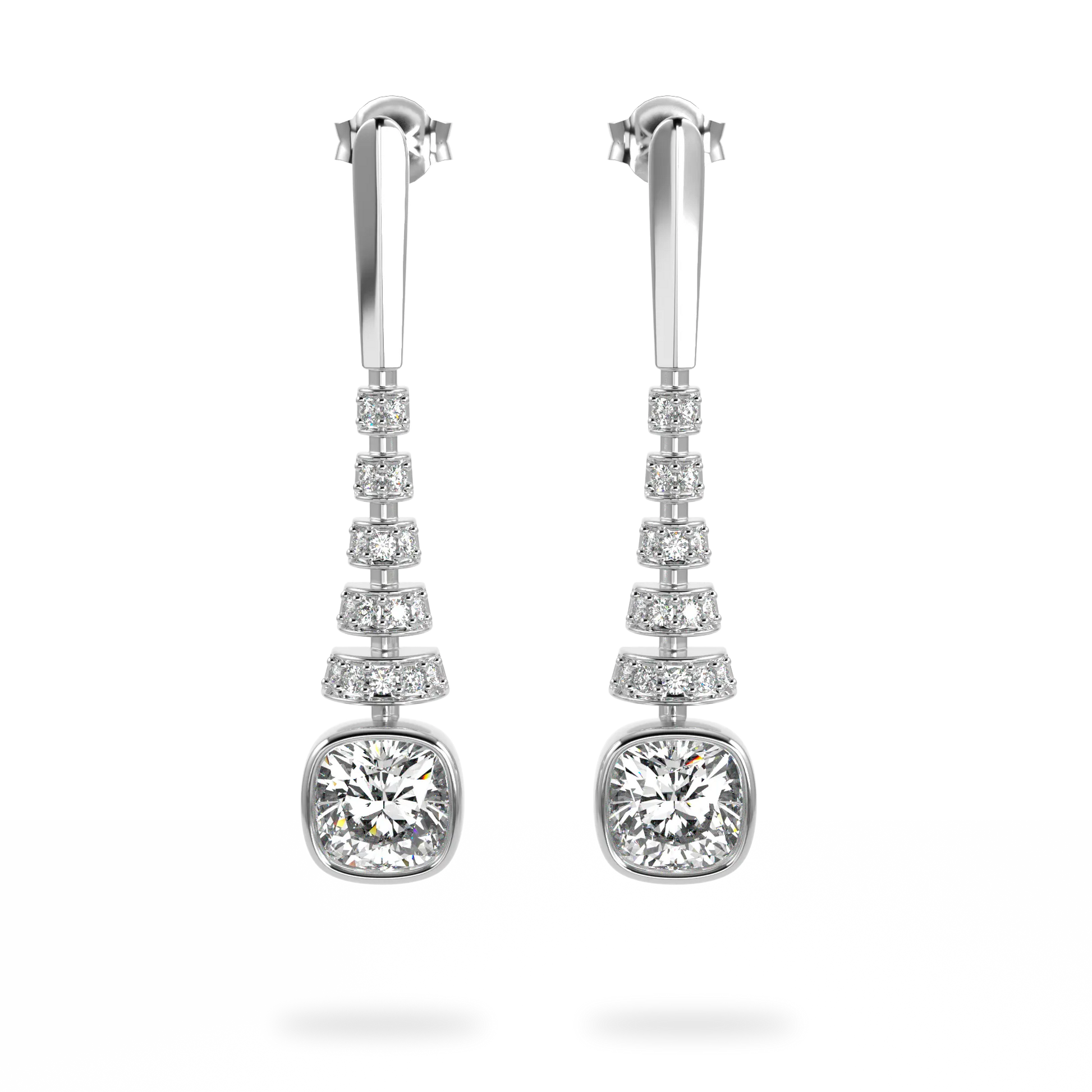 Handcrafted White Gold drop earrings with Diamond by Blacklock, Miami Deco collection