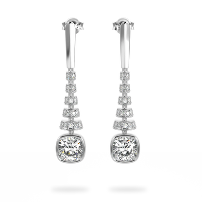 Handcrafted White Gold drop earrings with Diamond by Blacklock, Miami Deco collection