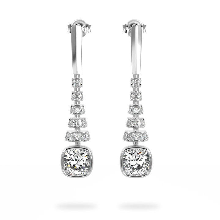Miami Deco White Gold Diamond Drop Earrings