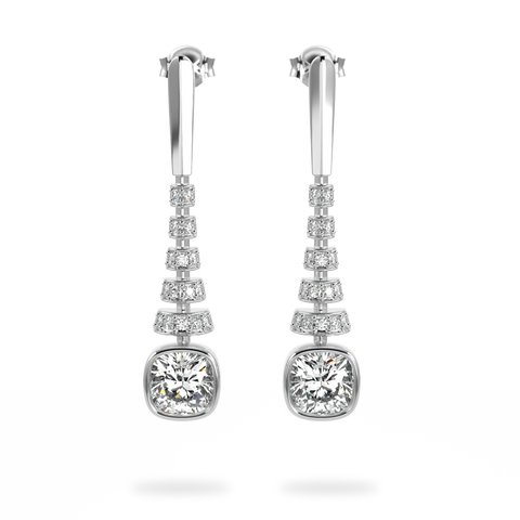 Miami Deco White Gold Diamond Drop Earrings