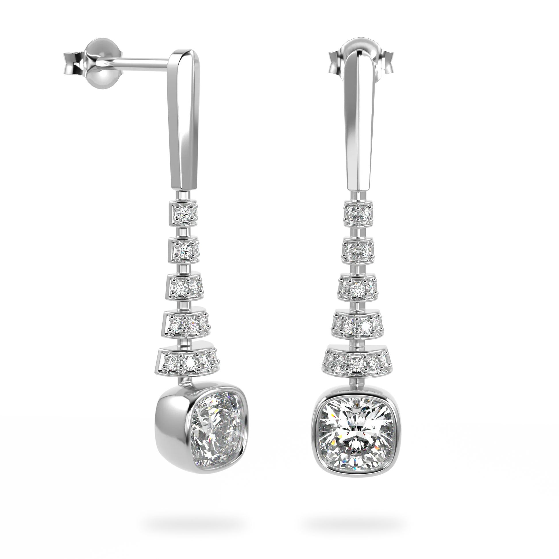 White Gold Diamond Drop Earrings by Blacklock Jewellery, Miami Deco collection — side view