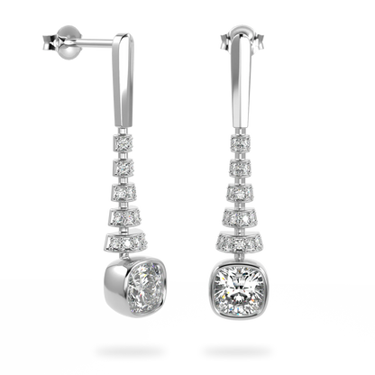White Gold Diamond Drop Earrings by Blacklock Jewellery, Miami Deco collection — side view