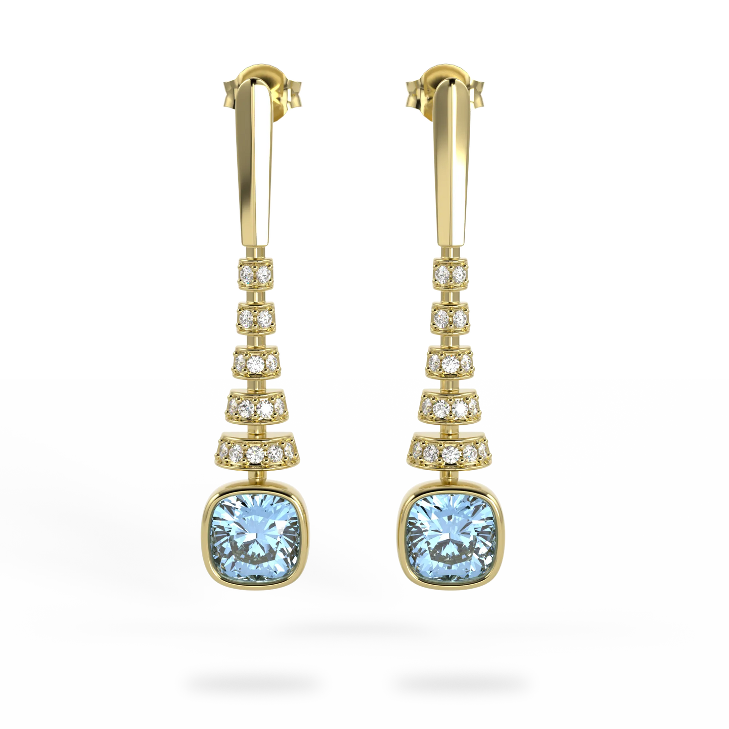 Yellow Gold Diamond drop earrings from Blacklock's Miami Deco collection