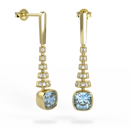 Miami Deco collection drop earrings featuring Diamond set in Yellow Gold, Blacklock Jewellery — side view