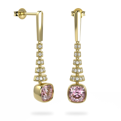 Blacklock Miami Deco drop earrings in Yellow Gold with Diamond — side view