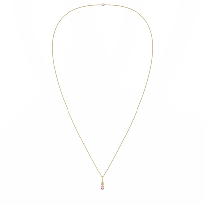 Handcrafted Yellow Gold pendant with Pink Tourmaline by Blacklock, Miami Deco collection — detail view