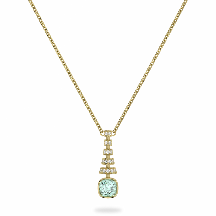 Miami Deco Yellow Gold Prasiolite Drop Pendant
