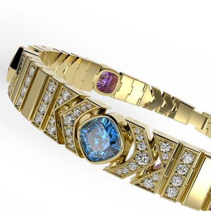 Miami Deco collection bracelet featuring Diamond set in Yellow Gold, Blacklock Jewellery — side view