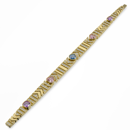 Handcrafted Yellow Gold bracelet with Diamond by Blacklock, Miami Deco collection — detail view