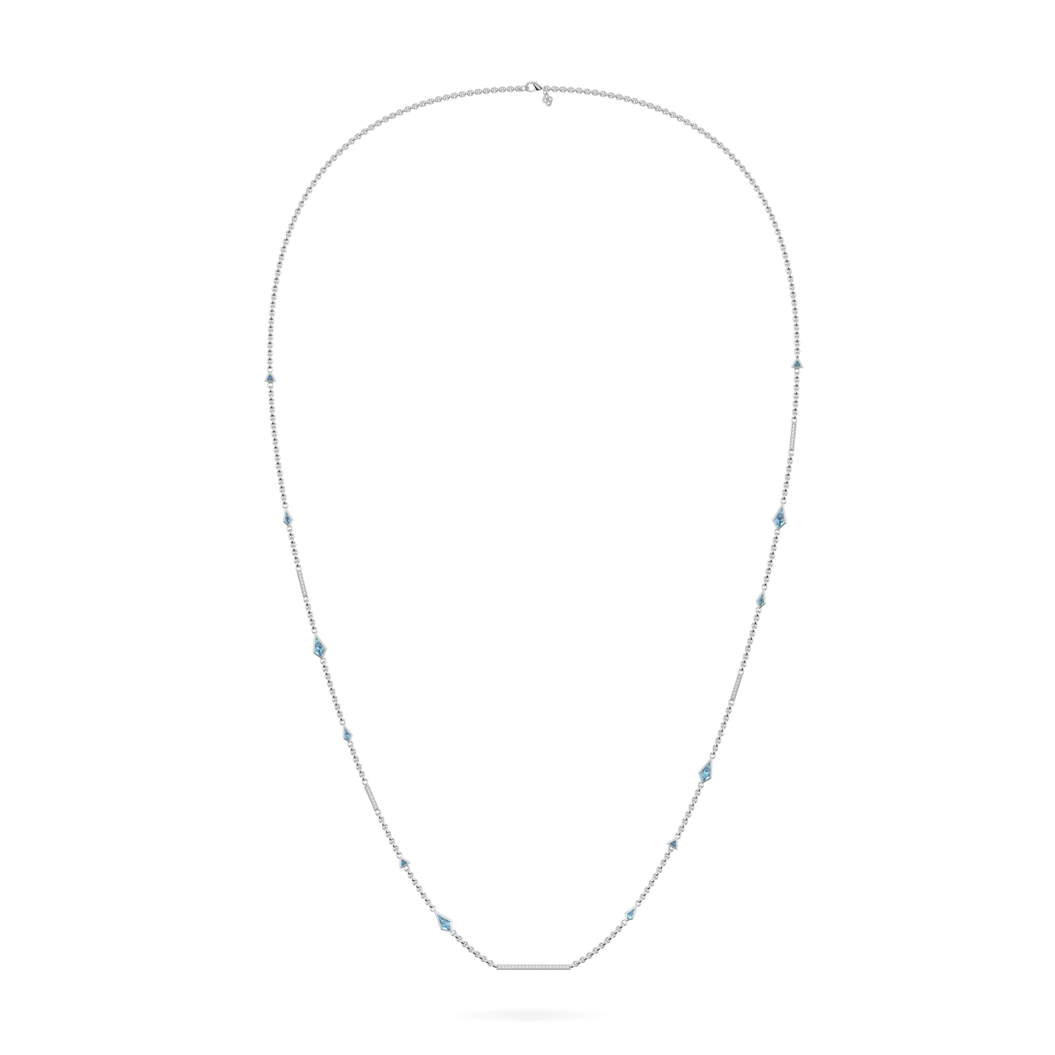 Aquamarine Diamond Chain by Blacklock Jewellery, Neo collection — straight on view