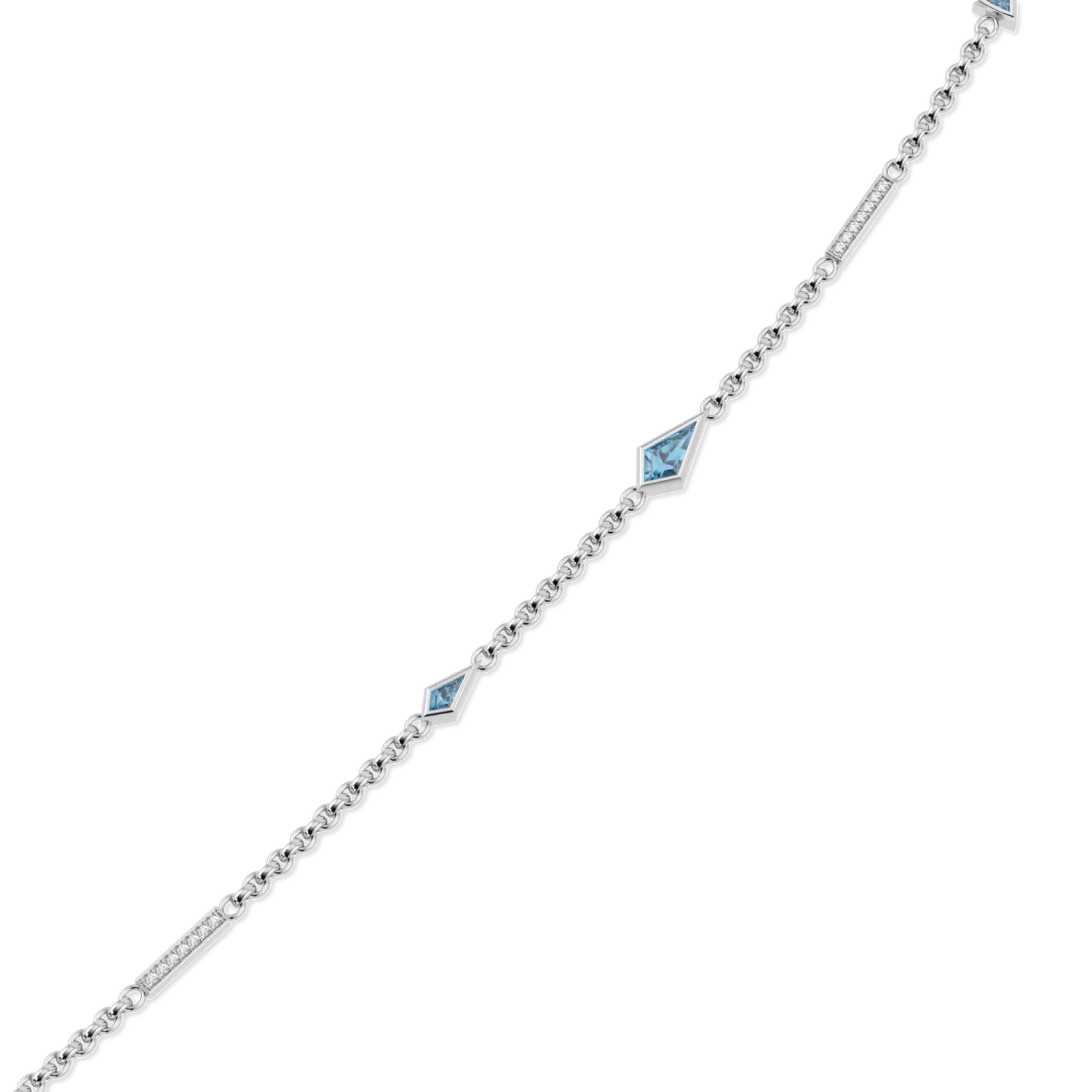 Blacklock Neo collection Aquamarine Diamond chain in 18ct White Gold — detail view