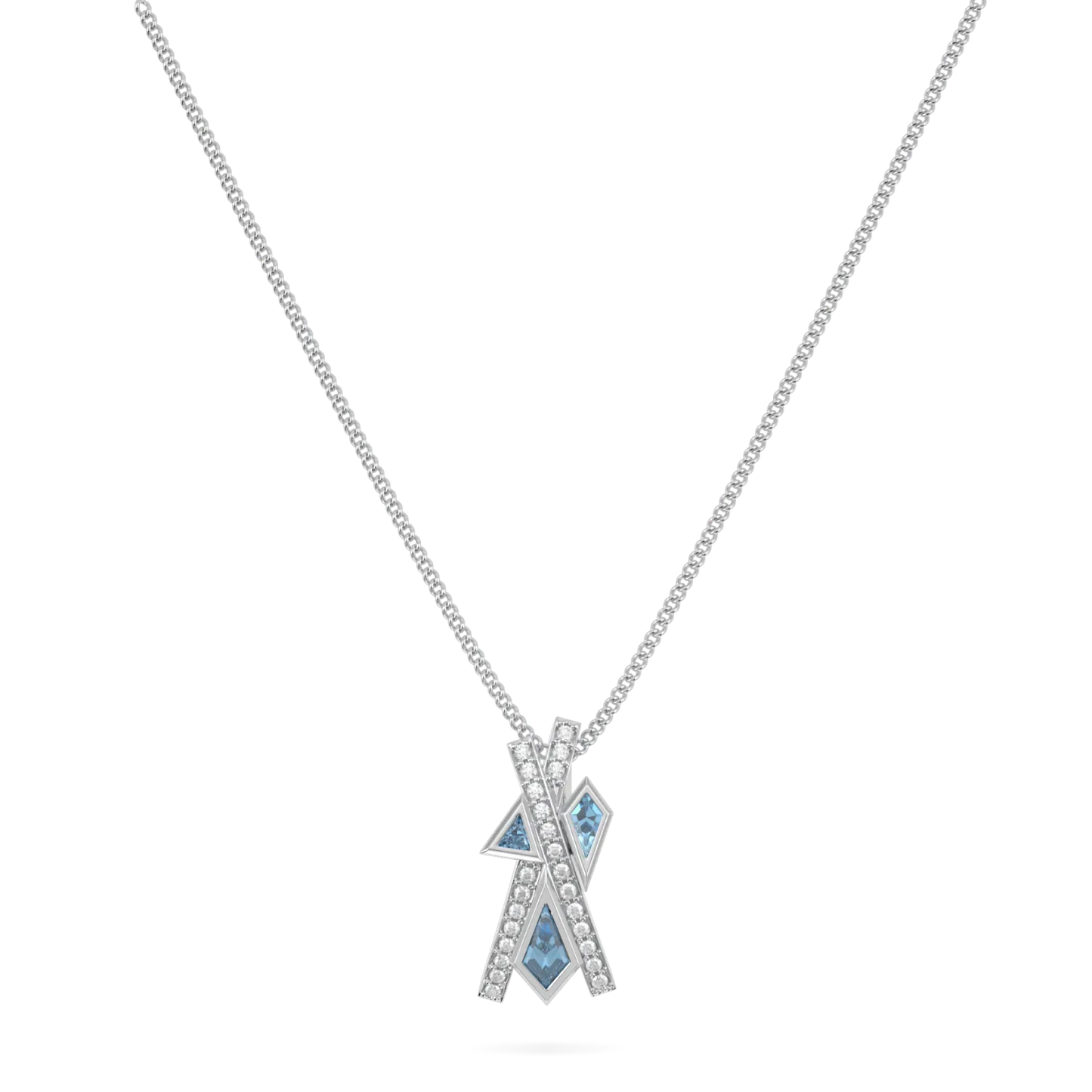 Blacklock Neo collection pendant in 18ct White Gold with Aquamarine and Diamond — straight on view