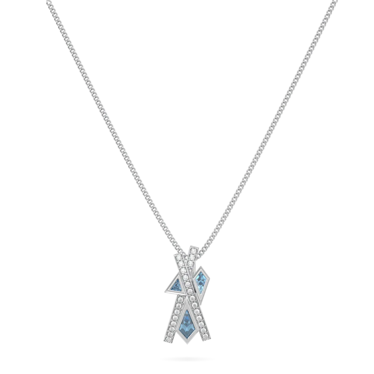 Blacklock Neo collection pendant in 18ct White Gold with Aquamarine and Diamond — straight on view
