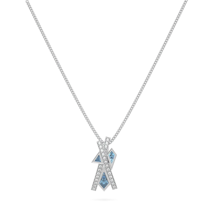 Blacklock Neo collection pendant in 18ct White Gold with Aquamarine and Diamond — straight on view